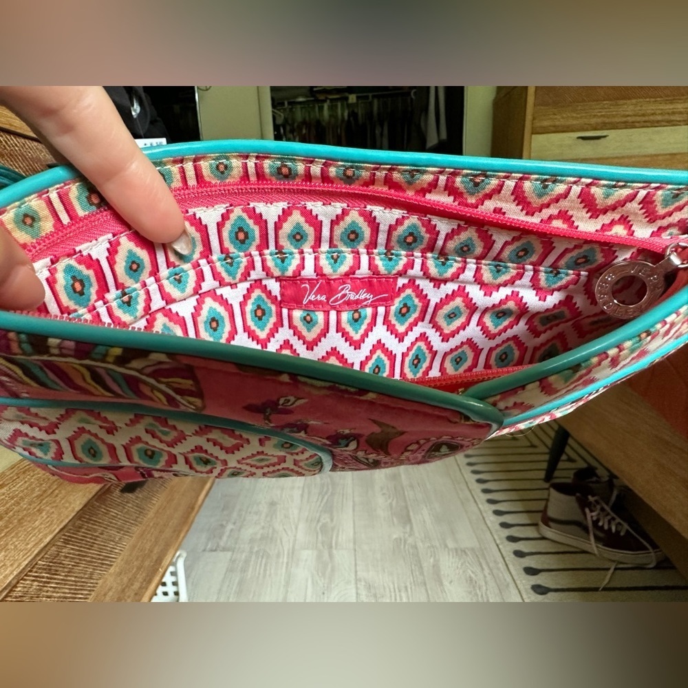 Vera Bradley Pink and Turquoise Wristlet Clutch - Picture 4 of 9